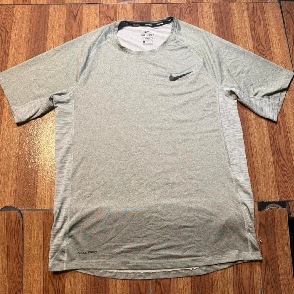 Nike Pro Grey Dri-Fit Tech Sportswear Slim Running Train Shirts Large
